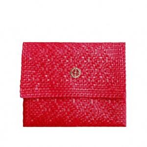 NEW LOLA'S BAG women's woven long metal strap crossbody bag in red